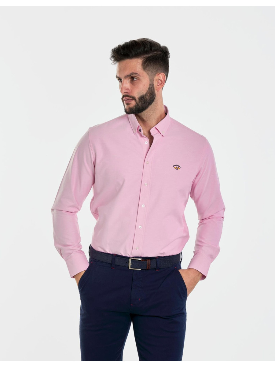Camisa Spagnolo Oxford Liso Hombre - Rosa SPAGNOLO Raíz Inicio MARCAS SPAGNOLO CAMISAS SPAGNOLO HOMBRE ROPA CAMISAS