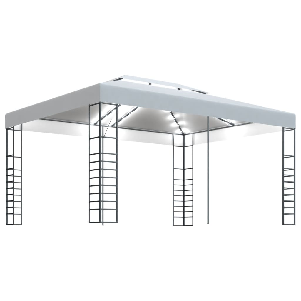 vidaXL Cenador con Tira de Luces 4x3x2,7 m Pérgola Parasol Carpa Jardín Color Blanco,  Antracita, y mas
