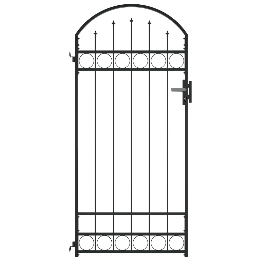 vidaXL Puerta de jardín con arco de acero negro 89x200 cm