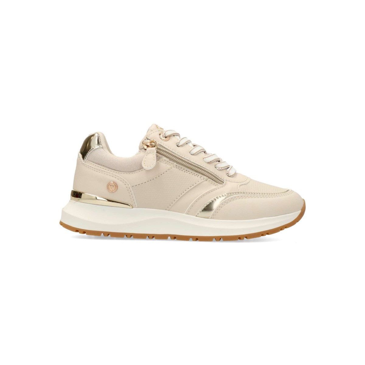 Xti - Zapatillas deportivas casual con cremallera y cordones para mujer, de piel sintética vegana, suela antideslizante y plantilla acolchada extraíble