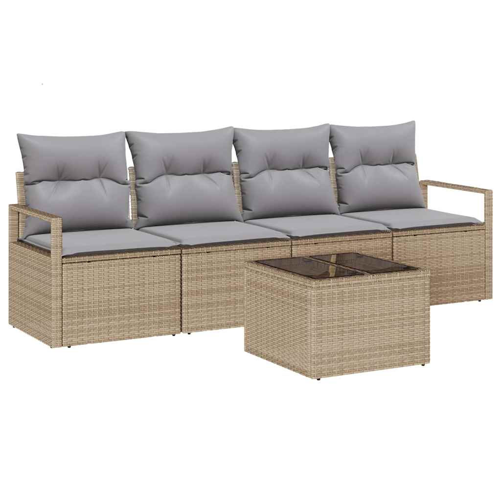 vidaXL Juego de Sofá 5 pcs Beige y gris ratán sintético