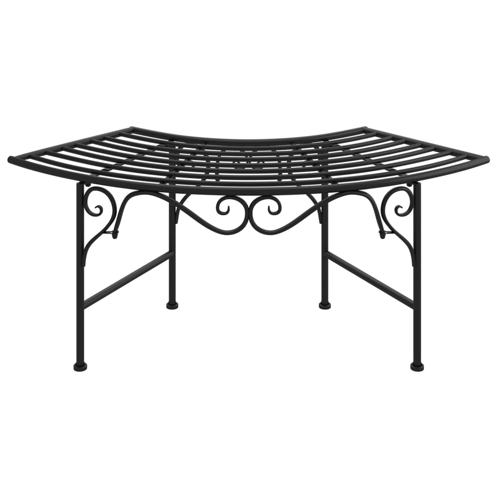 vidaXL Banco de jardín de acero negro 113 cm