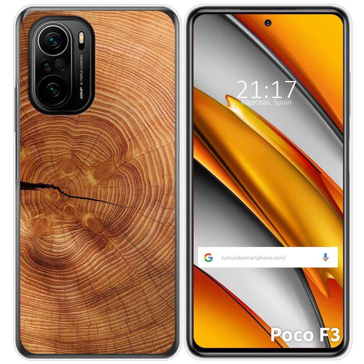 Tumundosmartphone Funda Gel Tpu para Xiaomi POCO F3 5G / Mi 11i 5G diseño Madera 04 Dibujos