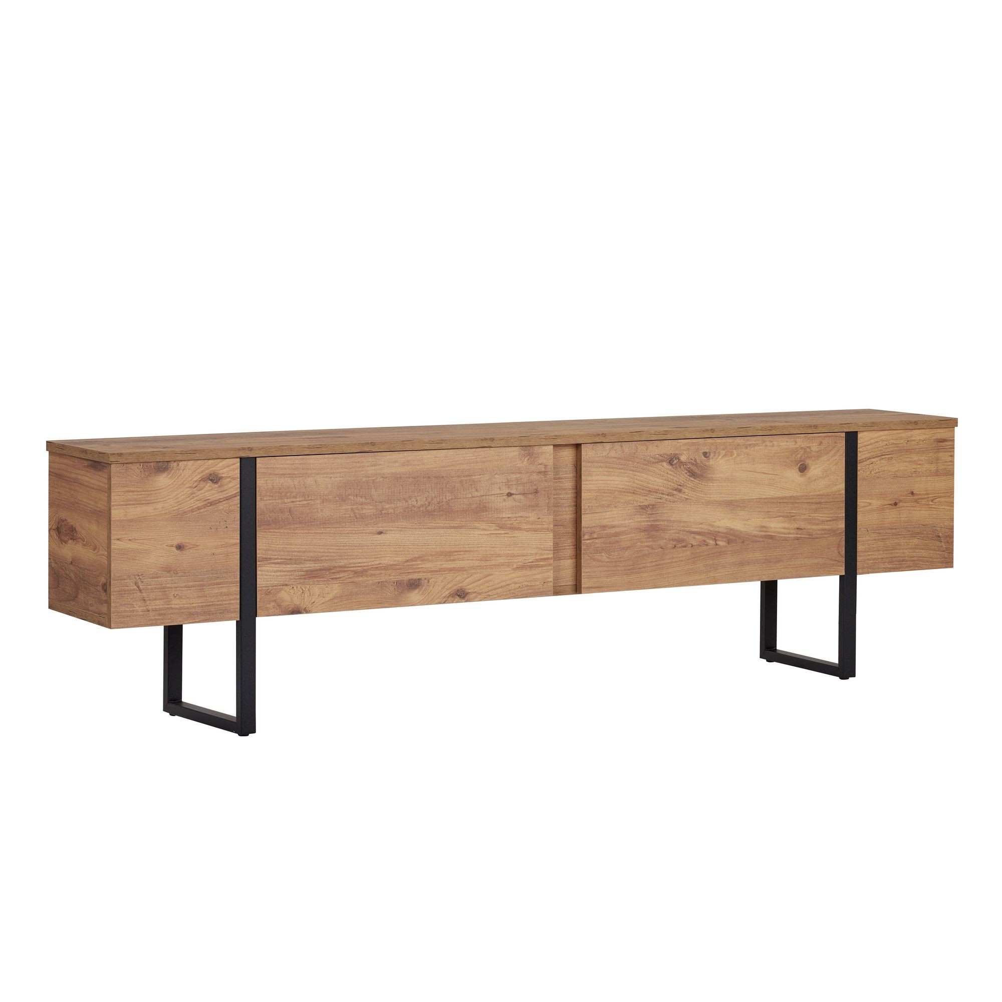 Habitat y Jardin - Soporte de TV de madera "Onera" - 180 x 30 x 50 cm - Pino Atlántico / Negro
