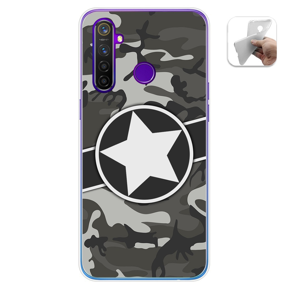 Tumundosmartphone Funda Gel Tpu para Realme 5 Pro diseño Camuflaje 02 Dibujos