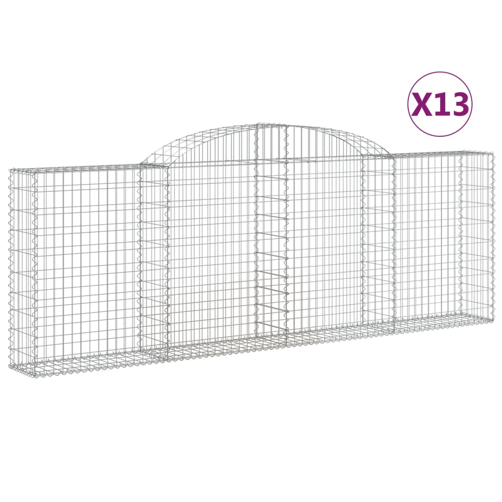 vidaXL Cestas gaviones 13 uds forma de arco hierro Dimensiones 200 x 50 x 60/80 cm,  200 x 50 x 80/100 cm,  200 x 50 x 100/120 cm y mas