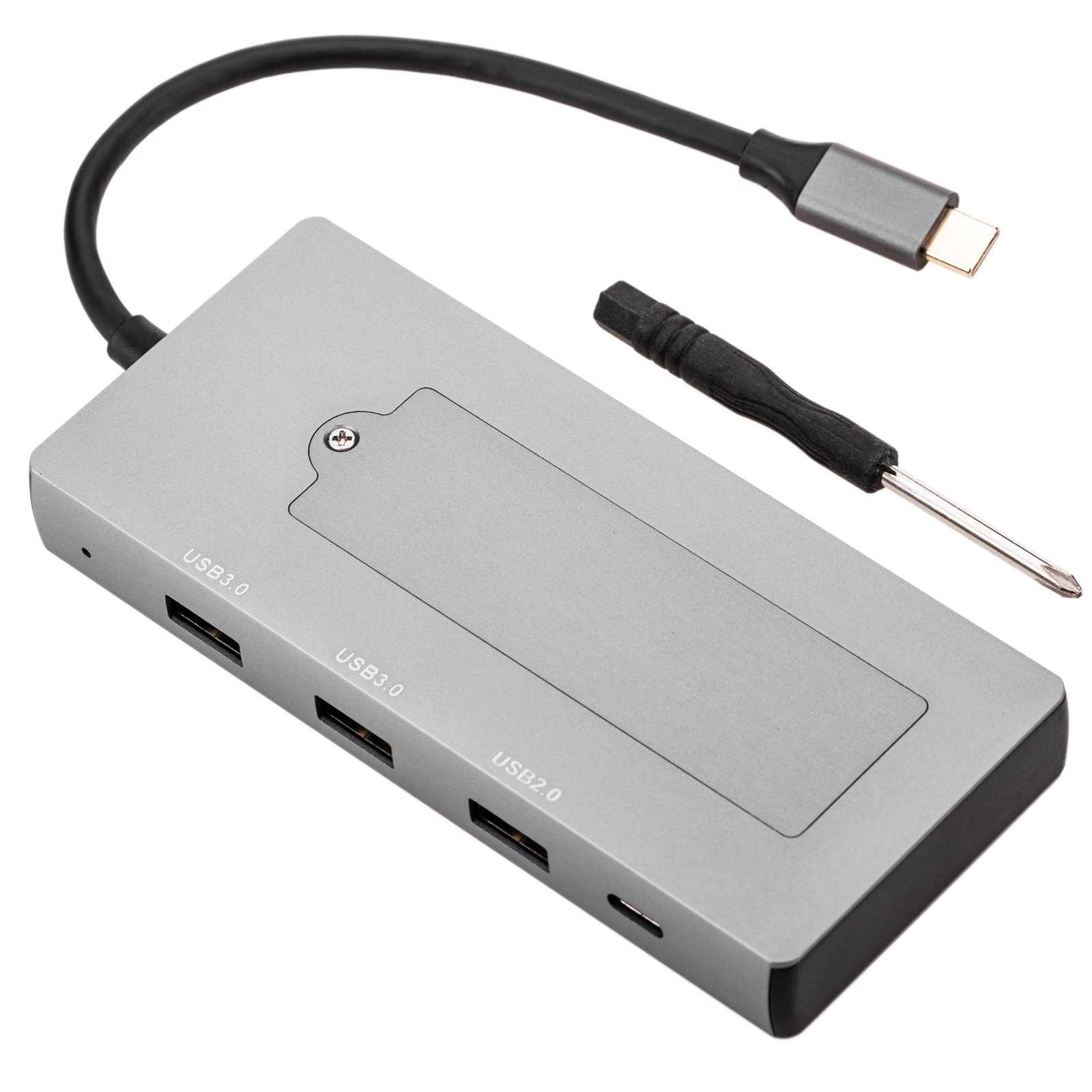 Conversor USB-C a HDMI 4k y ethernet RJ45 y USB-A y USB-C con socket de almacenamiento NGFF M2 - BeMatik
