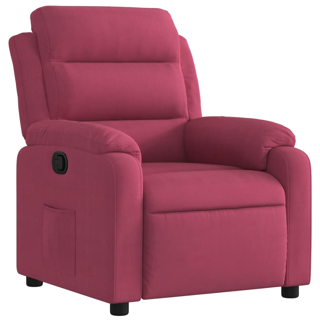 vidaXL Sillón reclinable de terciopelo rojo tinto