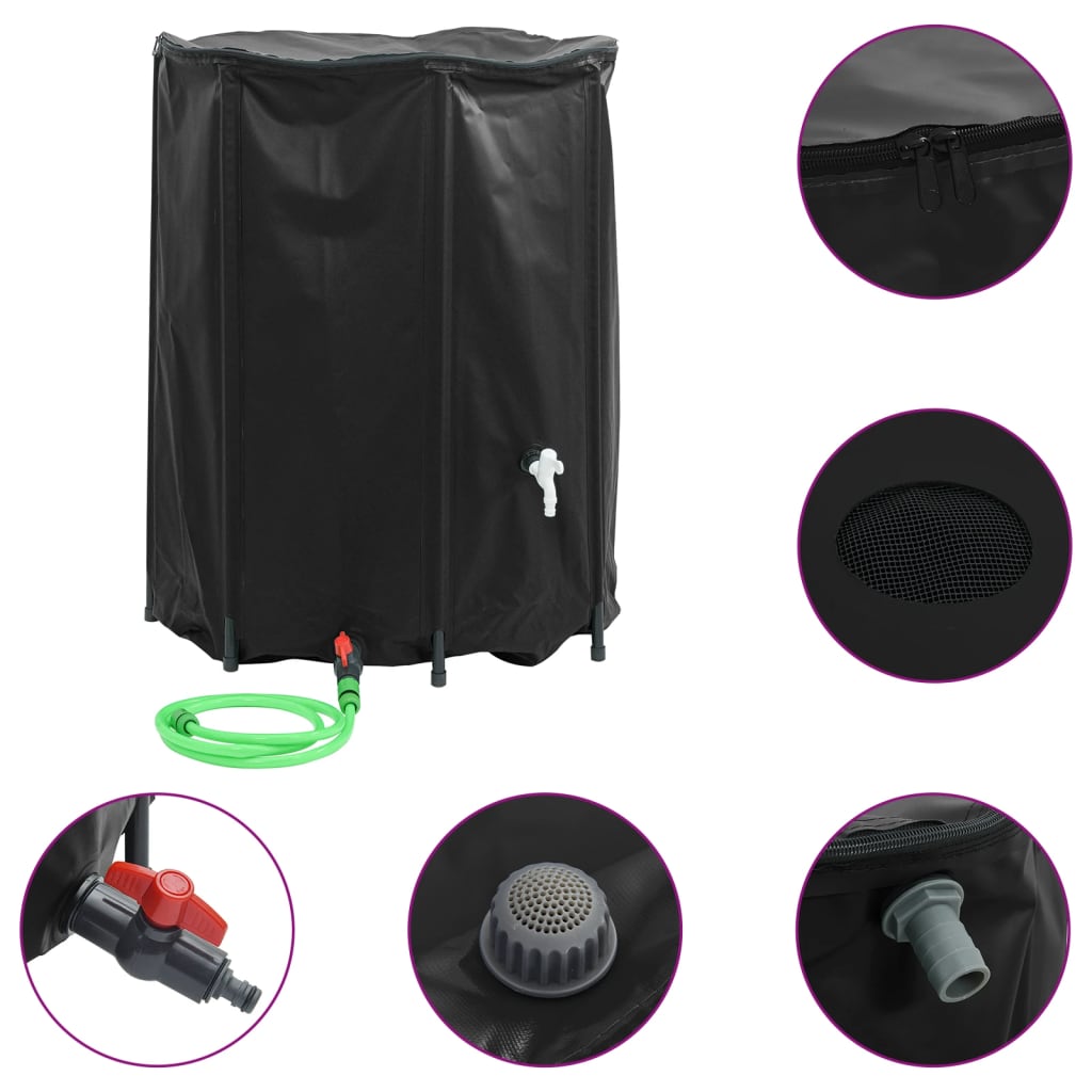 vidaXL Depósito de Agua Plegable con Grifo Bidón Contenedor Almacenaje PVC 750 l Color Negro,  Azul,  Verde y mas