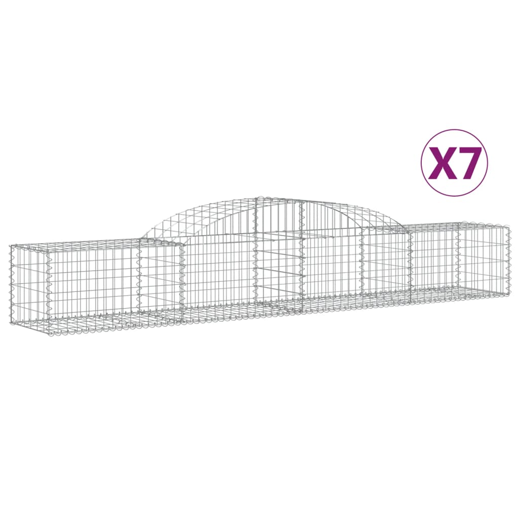 Vidaxl Cestas de Gaviones en Forma de Arco, 7 Uds, Hierro, 300 X 30 X 40/60 - 300 X 30 X 80/100 Cm