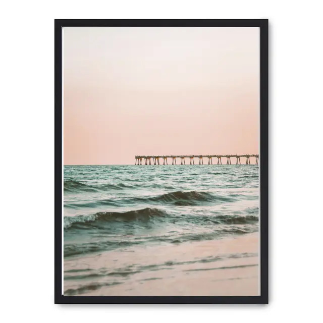 Cuadro pier iii 30x40cm, Póster impreso en papel de primera calidad de 180gr, montado sobre marco de madera MDF acabado en negro., Naturaleza - Playa