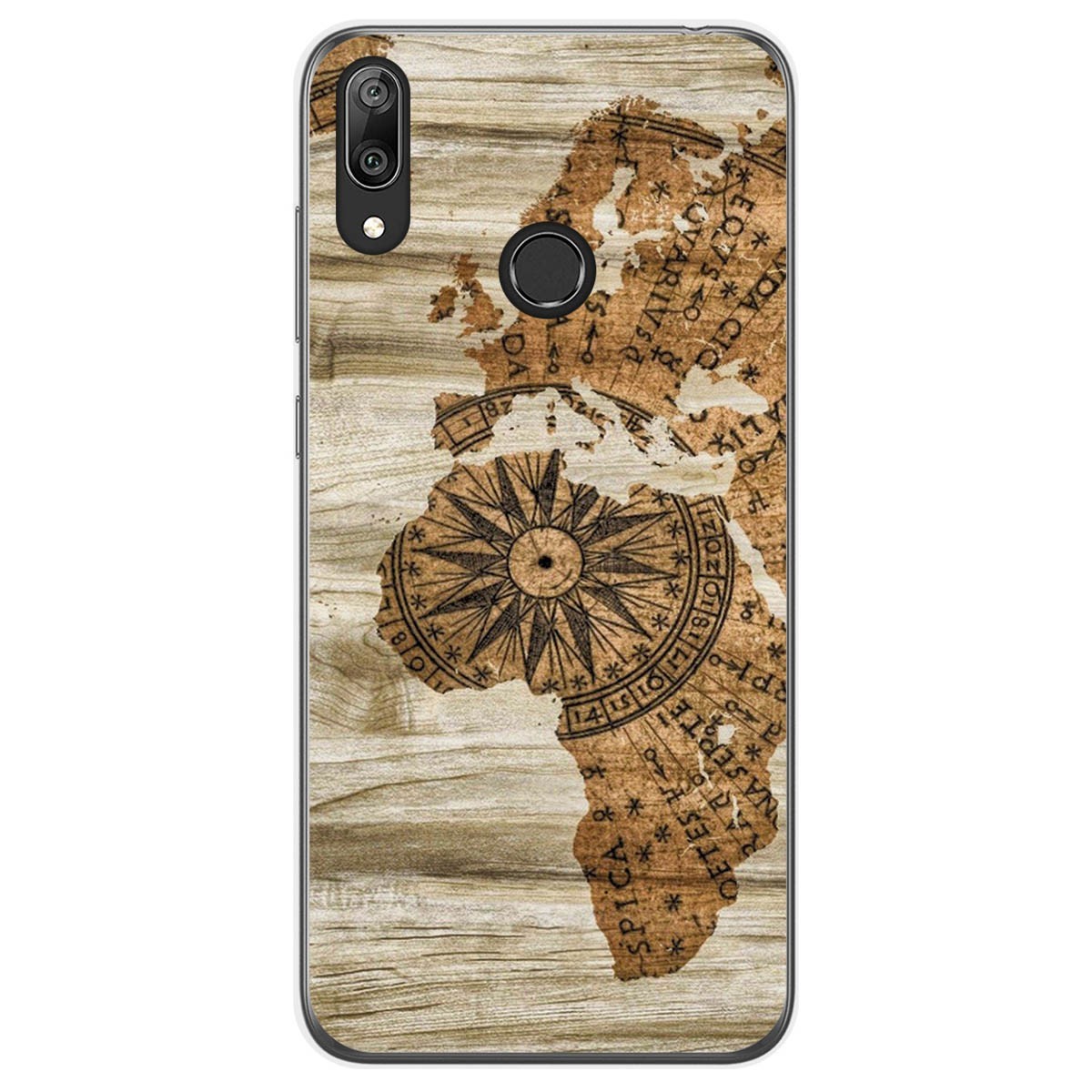 Tumundosmartphone Funda Gel Tpu para Huawei Y7 2019 diseño Madera 07 Dibujos