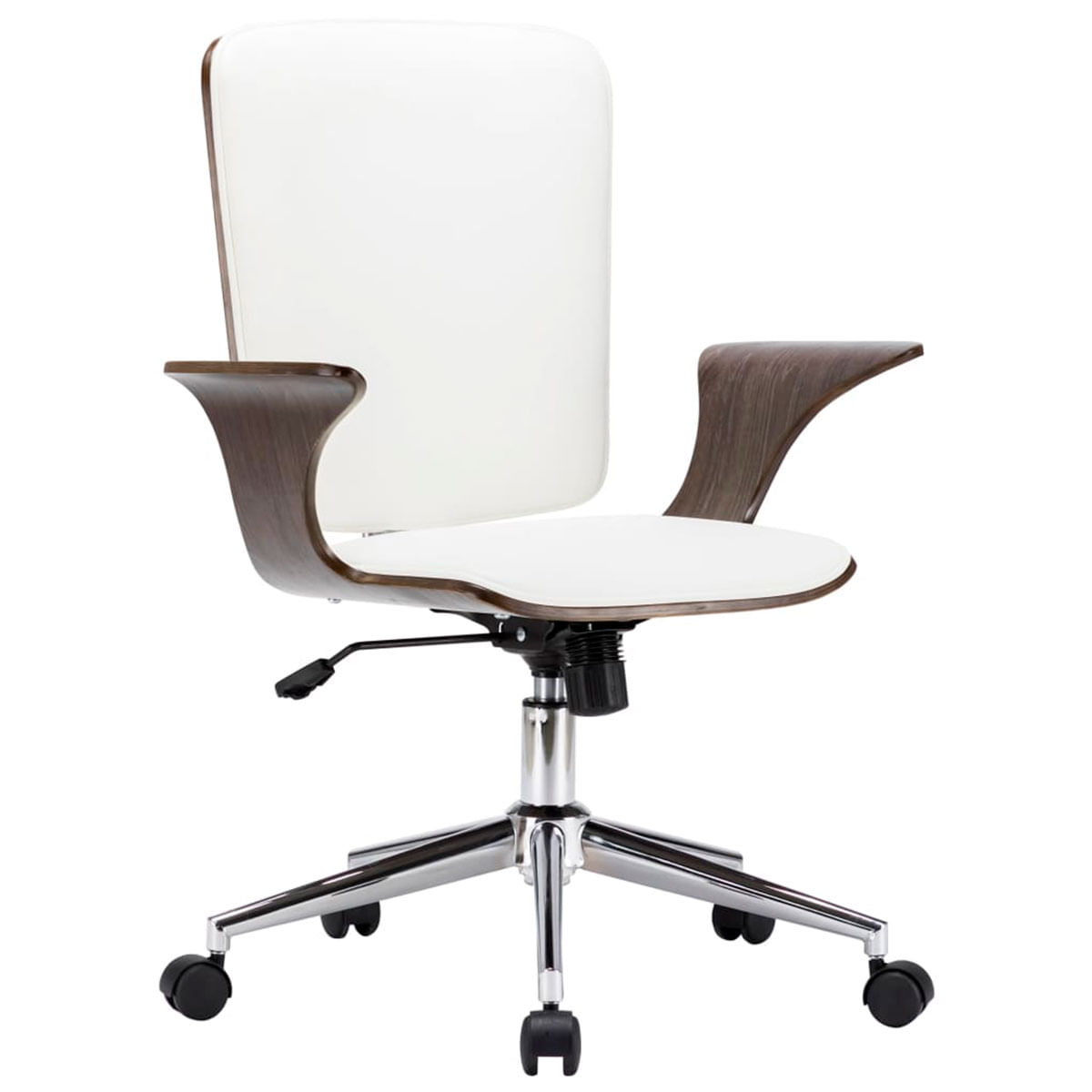 Silla de oficina Catania giratoria madera curva blanco/gris 92/104xx69x61 cm