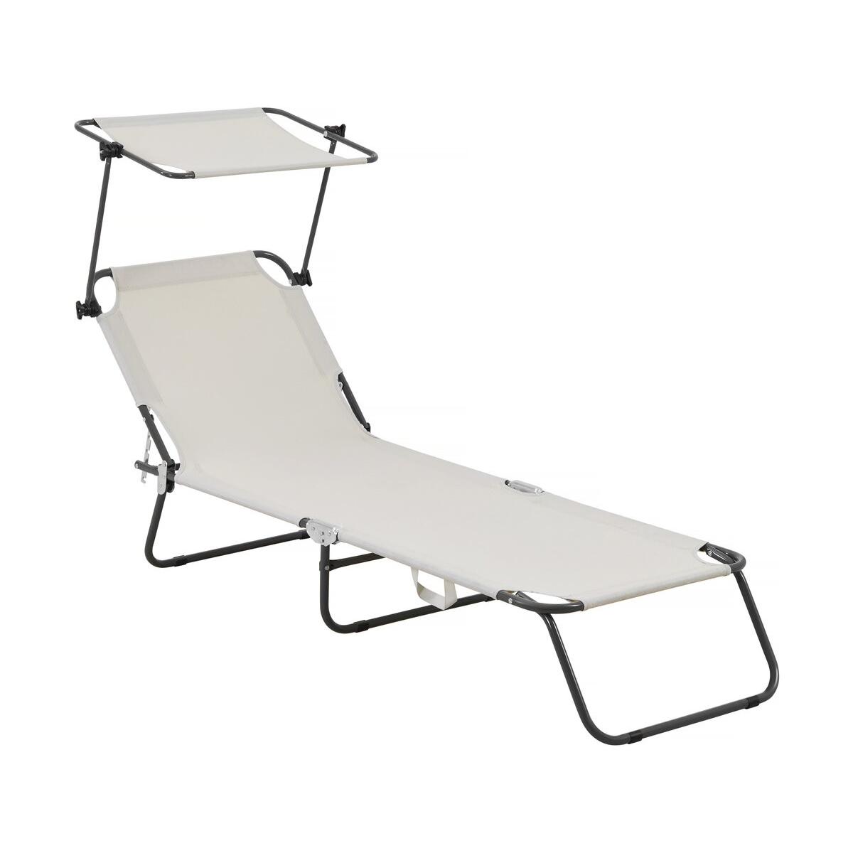 Habitat y Jardin - Tumbona plegable "Lazy" - Con sombrilla - Beige