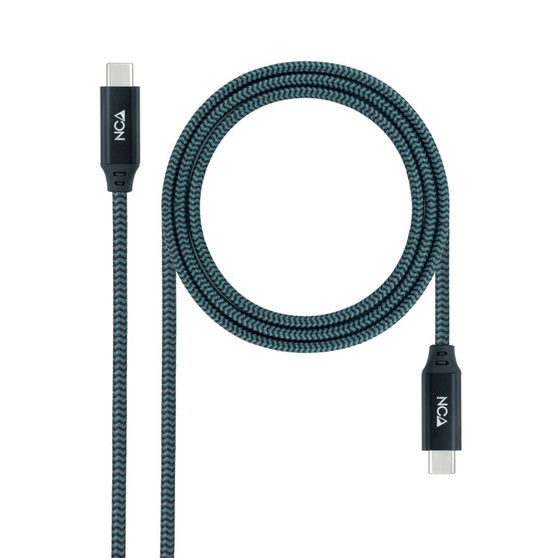 Nanocable - Cable USB 3.2 Gen2x2 20Gbps 5A/100W 4K/60Hz USB-C/M-USB-C/M, Gris/Negro, 0.5 m 10.01.4300-COMB