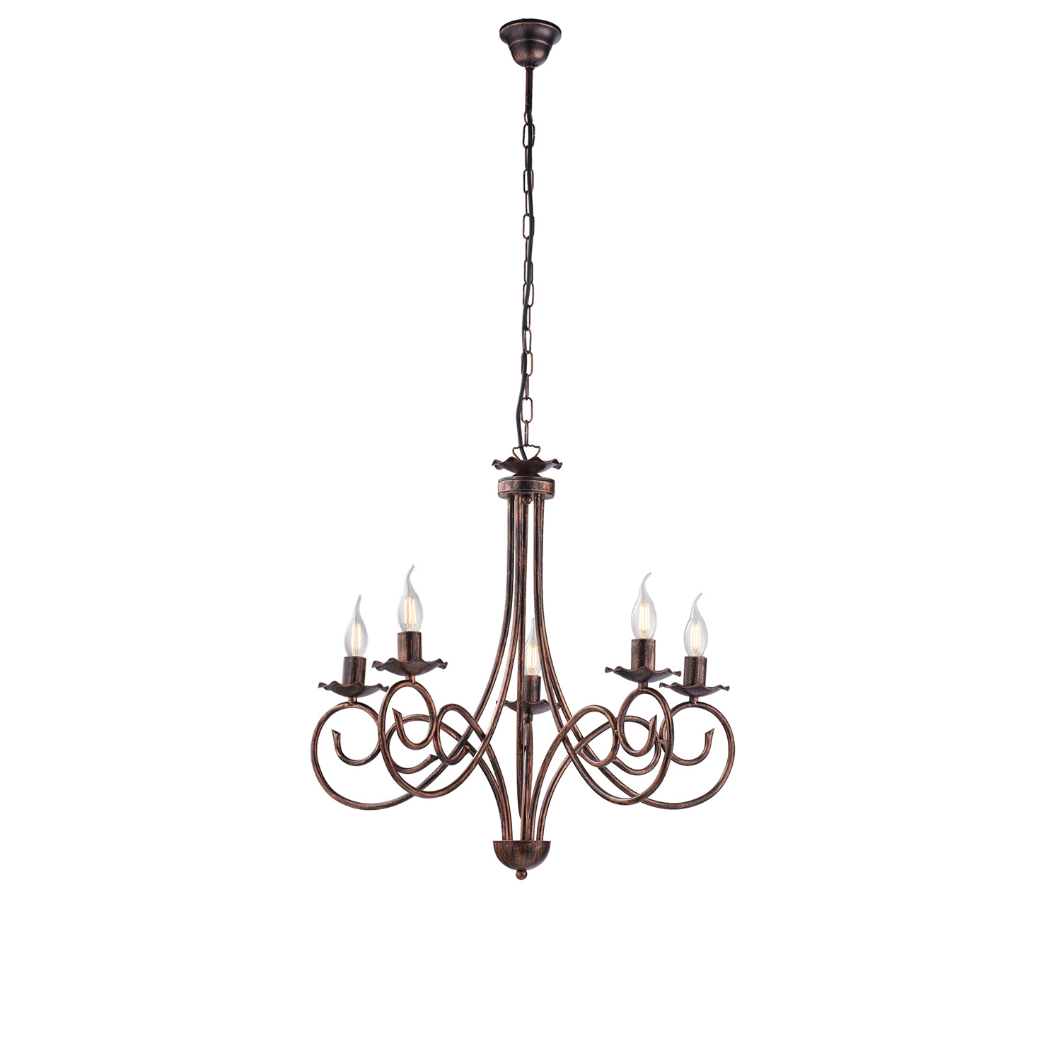 Candelabro provenzal Alma 5 luces negro y cobre de hierro forjado