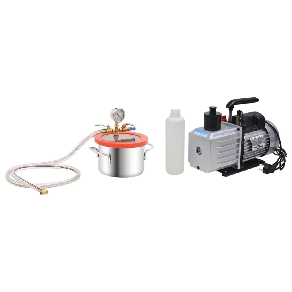 vidaXL Cámara de Vacío con Bomba de 2 Etapas Sellada Refrigeración Capacidad 3.7 l, 5.5 l, 7.4 l