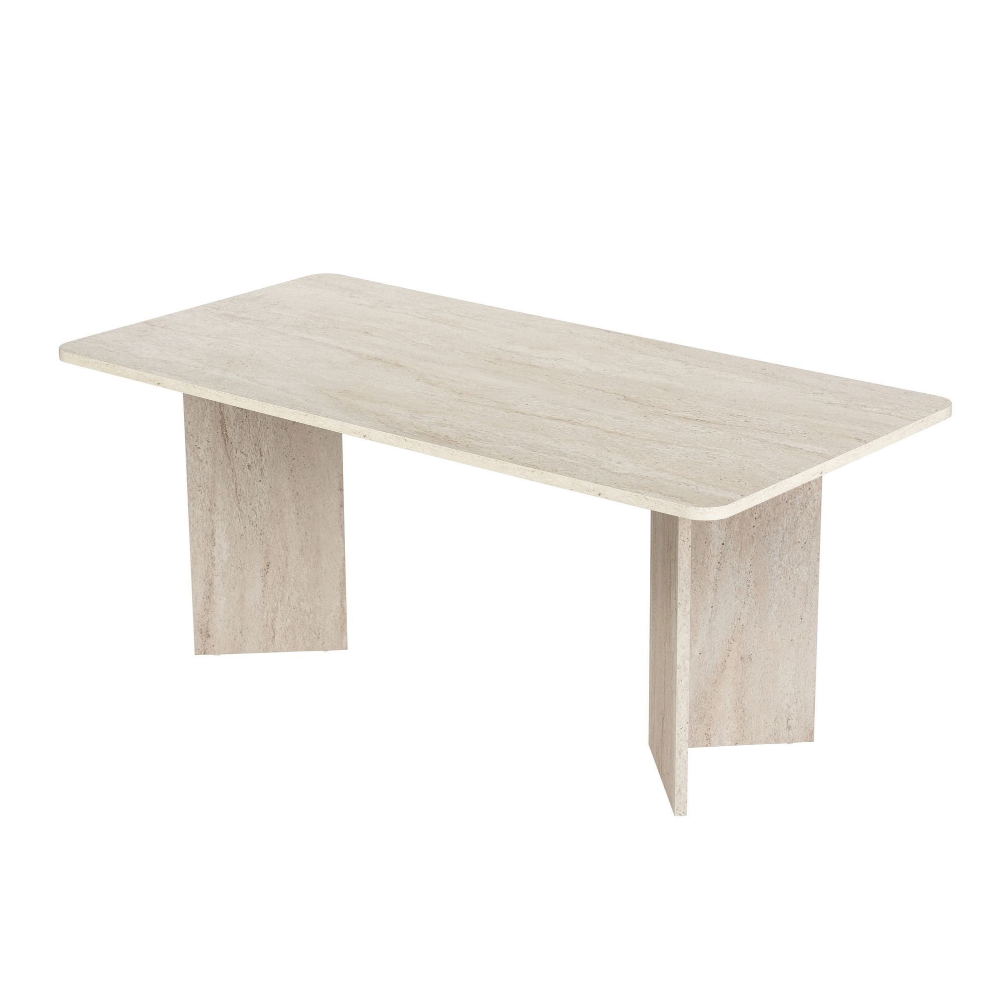 Habitat y Jardin - Mesa de comedor de madera "Linza" 180 x 90 x 75 cm - Travertino