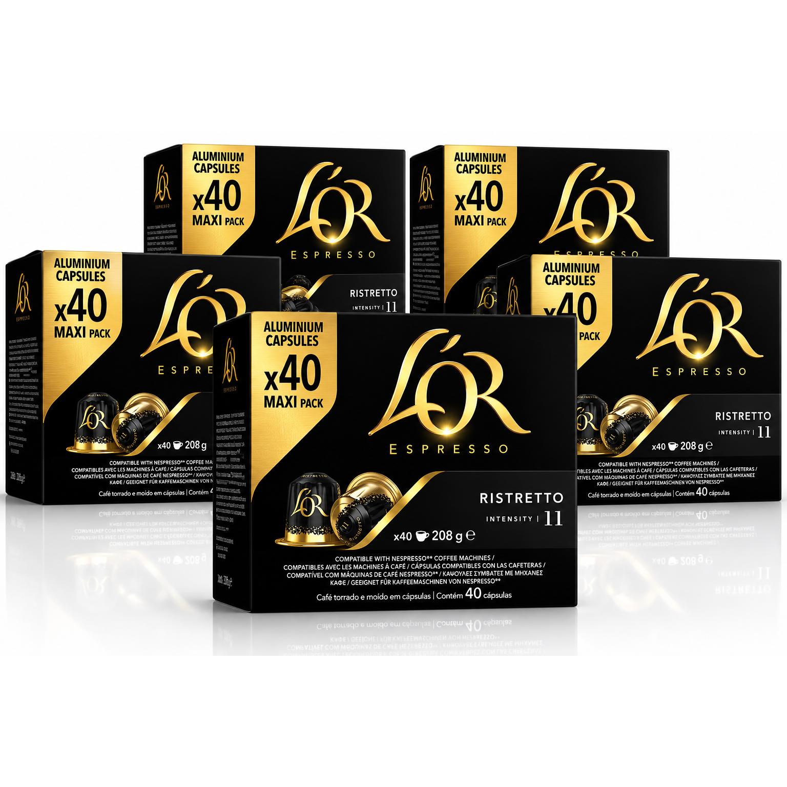 LOr Cafe Espresso Ristretto Nespresso® Compatible MAXI PACK 40 Cápsulas - PACK 5 UDS - QUMIR