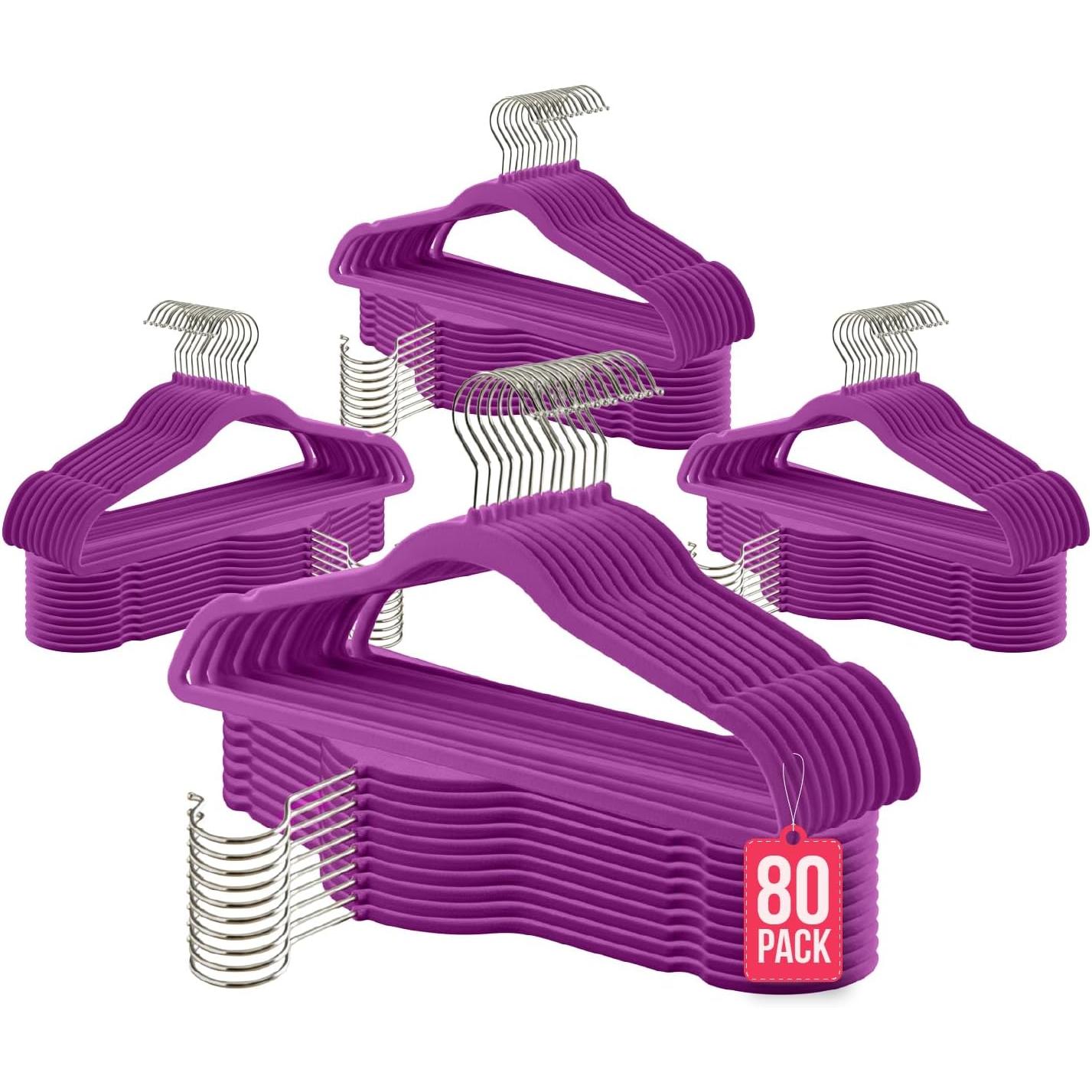 COM-FORT HOUSE | Percha Terciopelo | Color Beige | Antideslizantes y Resistentes | 120 Unidades