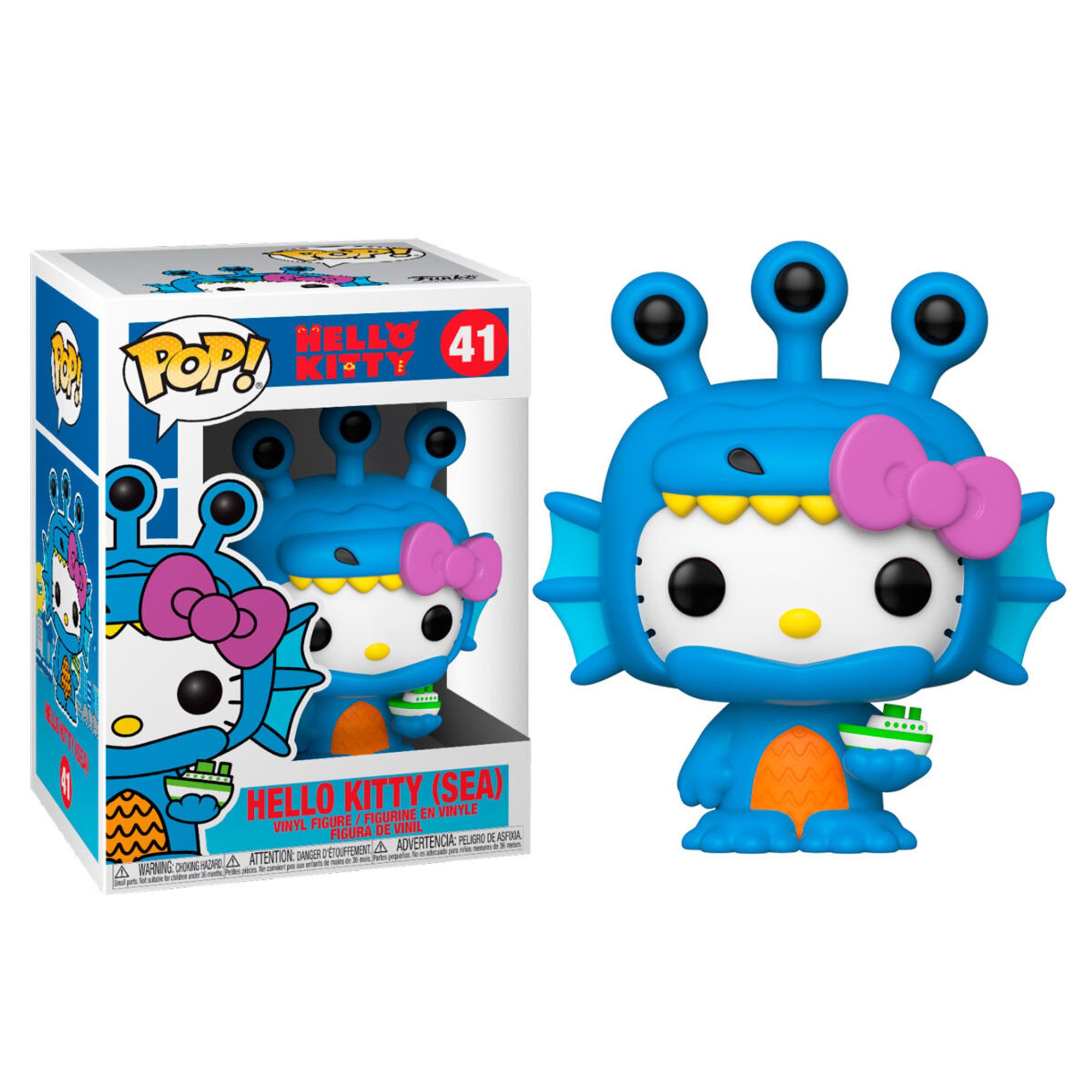 Figura Coleccionable Hello Kitty Sea Kaiju para Fans y Coleccionistas, Muñeco Cabezón de Vinilo Azul con Detalles Coloridos, Ideal para Decorar y Regalar