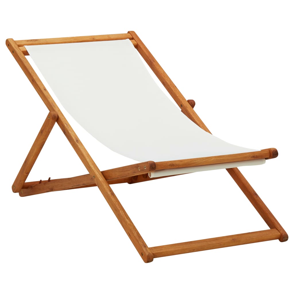 vidaXL Silla de playa plegable de tela y estructura de madera