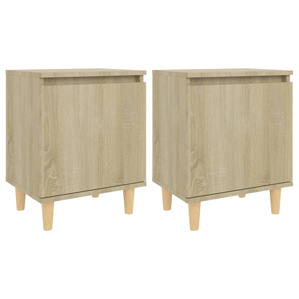 Vidaxl Mesitas de Noche 2 Unidades Patas Madera Maciza 40x30x50 Cm Blanco
