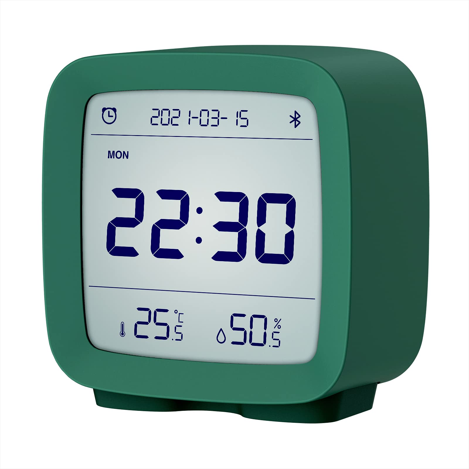 TK Reloj despertador con Bluetooth, reloj inteligente digital controlado por aplicación con fecha, hora, temperatura, humedad, función de repetición, 16 alarmas y 8 tonos de llamada