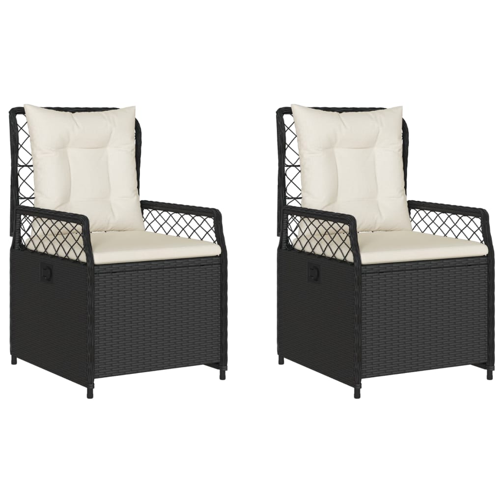 vidaXL Sillones de jardín reclinables 2 uds ratán sintético negro