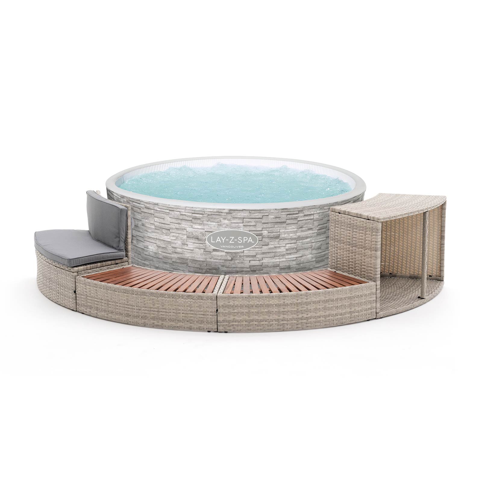 Spa Inflable K2O Bestway Lay-Z-Spa Vancouver Airjet Ø155x60cm + Revestimiento K2O Half Surround 180