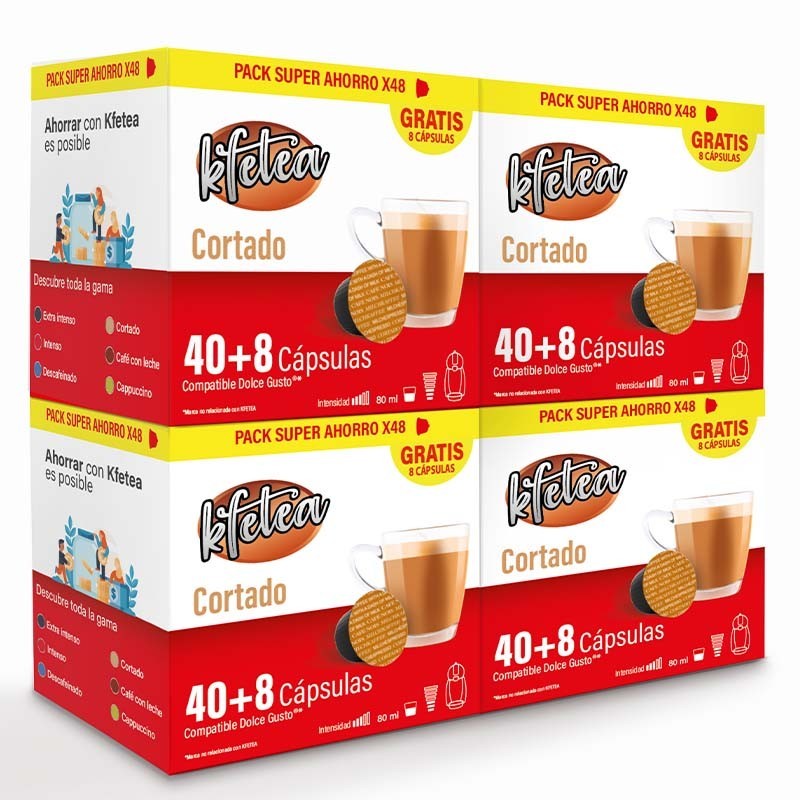Cortado Kfetea 4 cajas de 48 capsulas compatibles Dolce Gusto 8436583660553