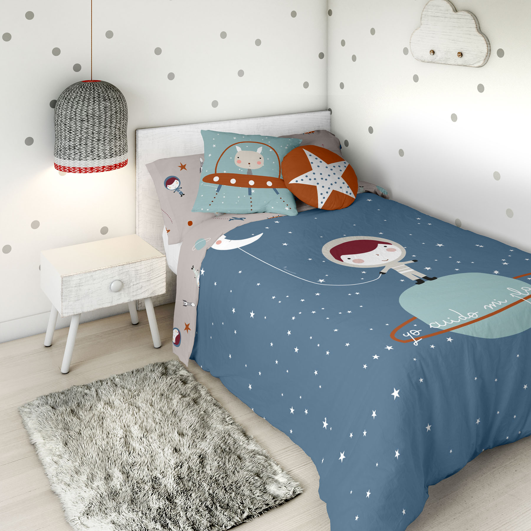 HACIENDO EL INDIO - Funda Nórdica Infantil Estampada 100% Algodón Extrasuave - Juego de 2 Piezas Funda de Edredón y 1 Funda de Almohada - Cama 90/105 cm - Sin Relleno - Fabricada en España
