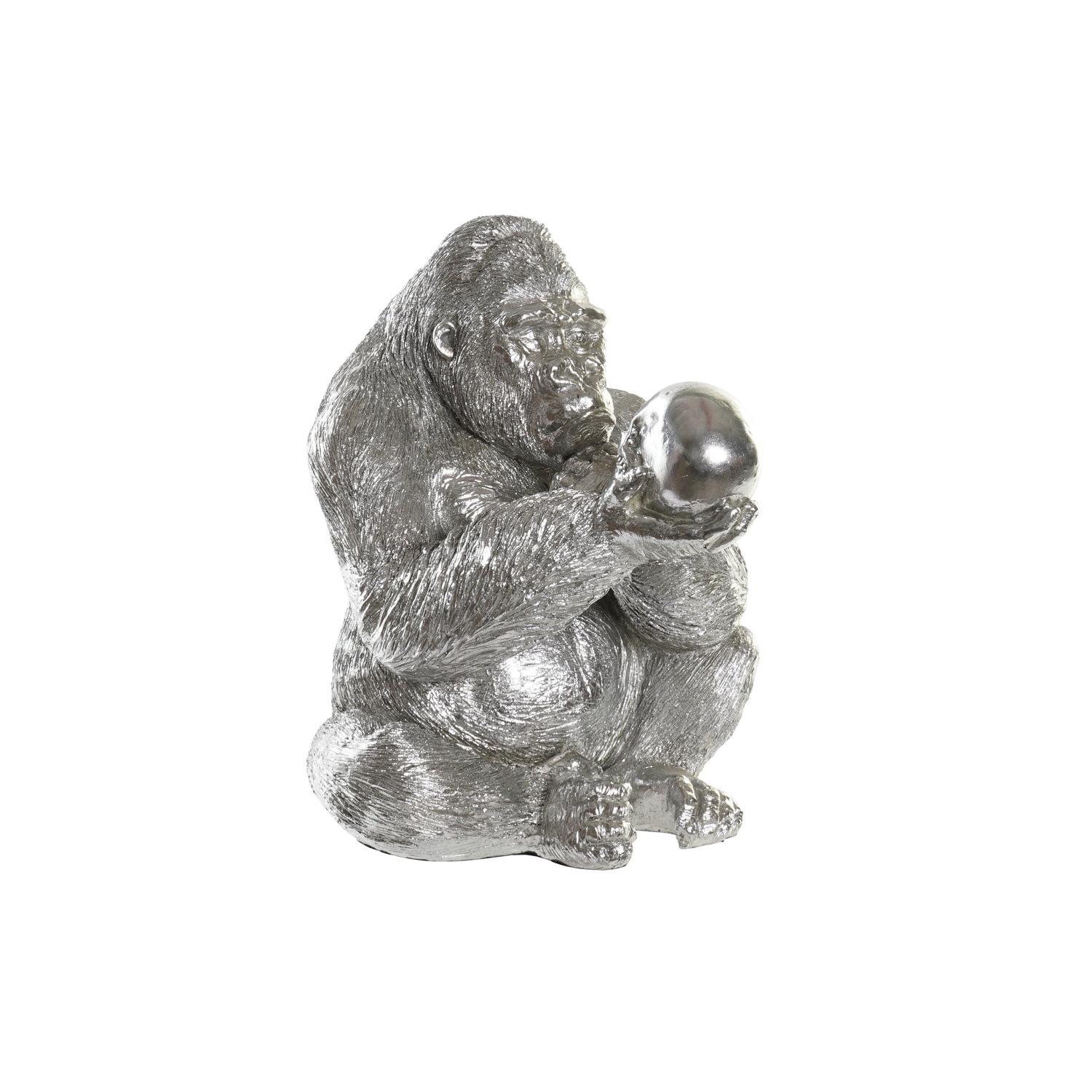 FIGURA RESINA 38,5X33X43,5 GORILA PLATEADO FD194725