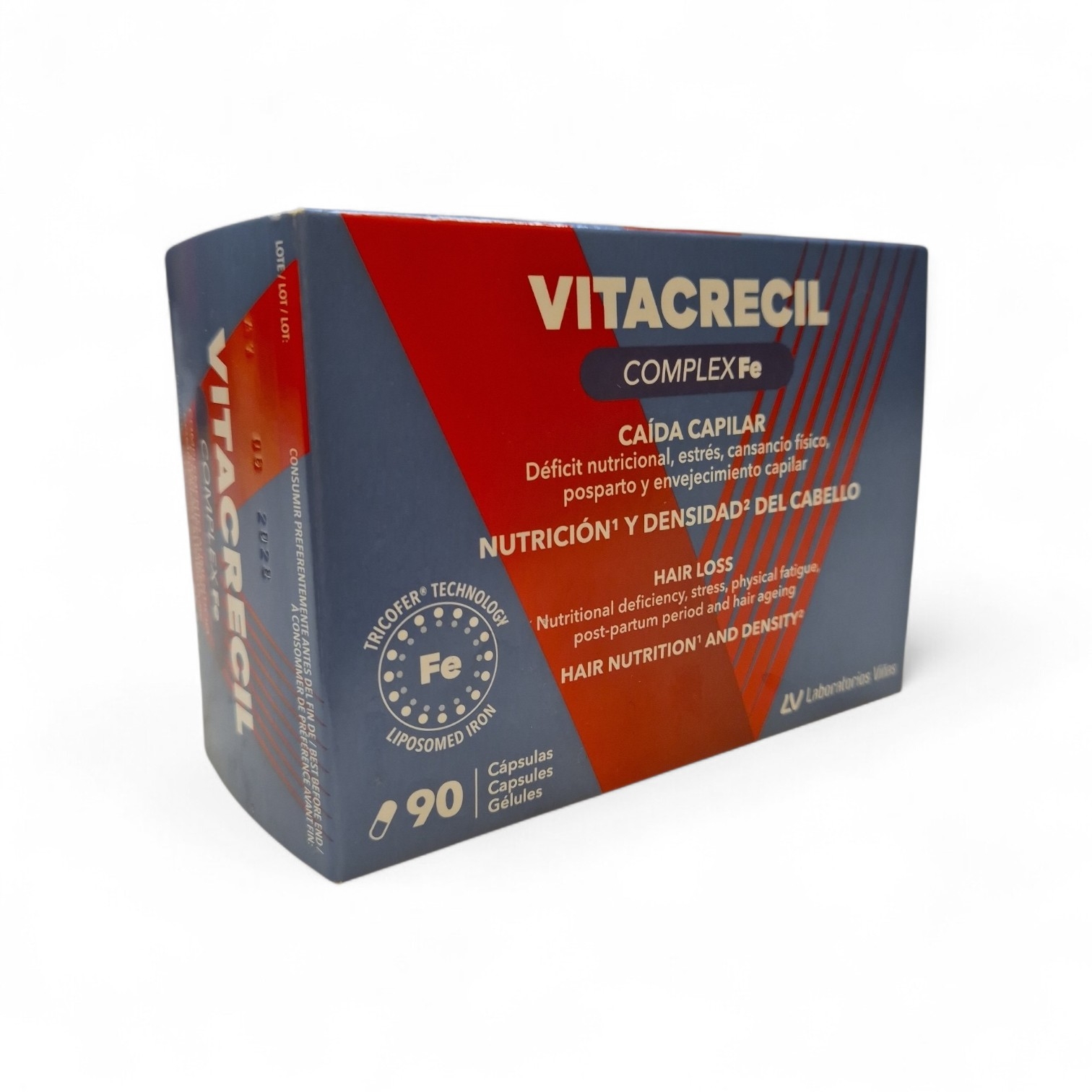 Vitacrecil Complex Fe - Fórmula Avanzada con Hierro para el Vigor Capilar y Uñas Fuertes - 1 Cápsula al Día - 100% VRN de Biotina, Zinc y Vitaminas B6 y B5