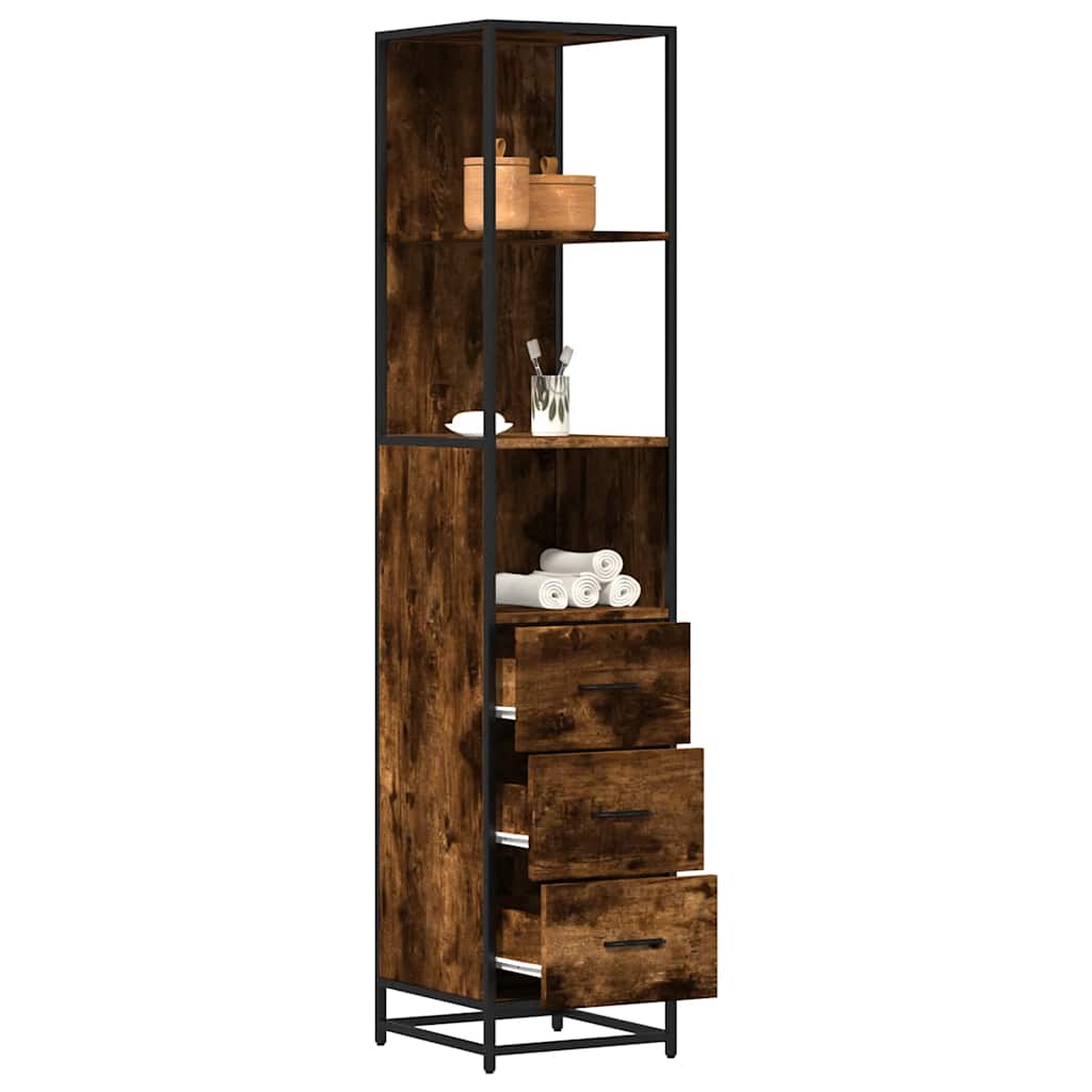 vidaXL Armario de baño madera contrachapada roble marrón 35x37,5x166cm en color Marrón roble/Roble ahumado/Roble Sonoma y más | almacenamiento funcional diseño moderno para baño dormitorio sala