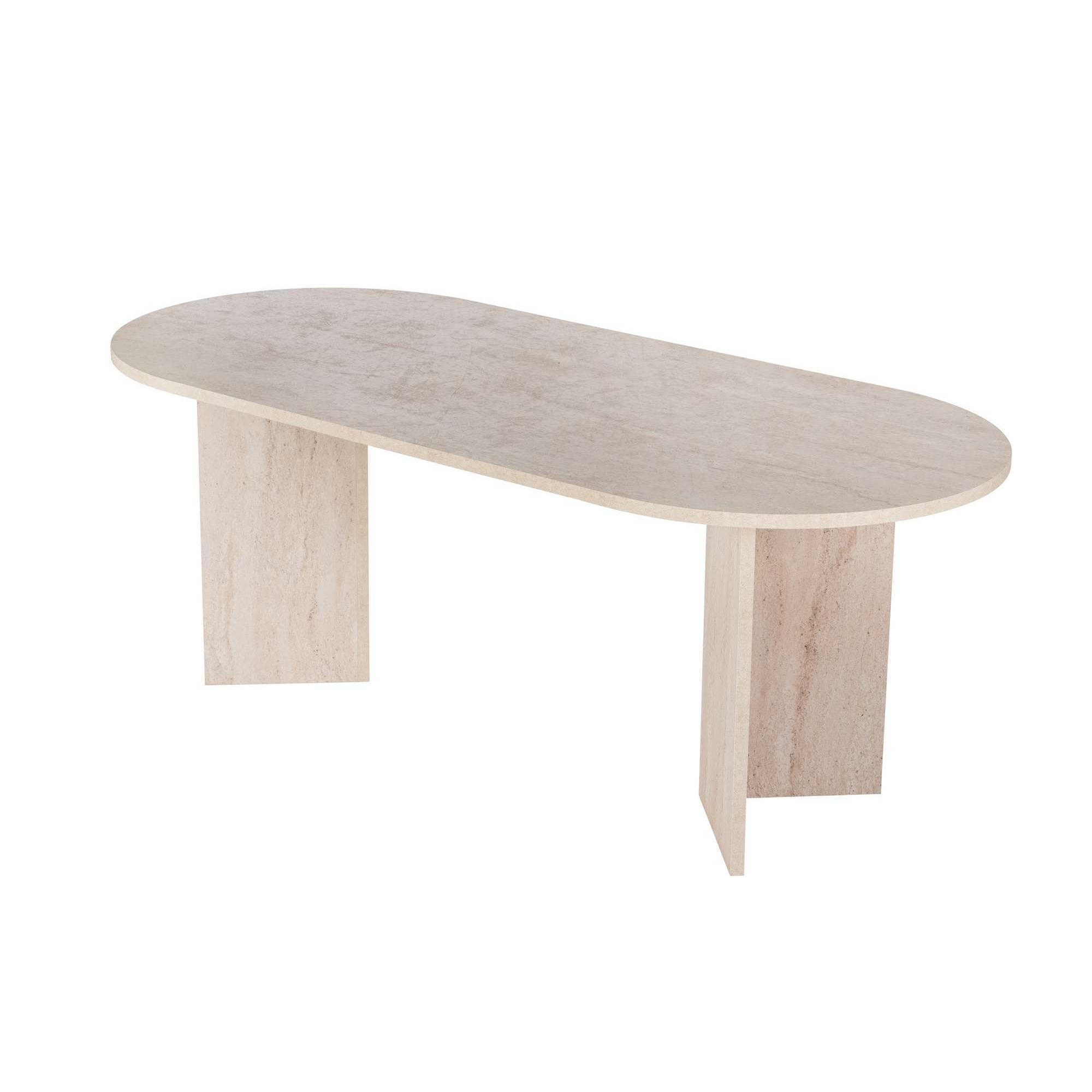 Habitat y Jardin - Mesa de comedor de madera "Sabella" 200 x 90 x 75 cm - Travertino