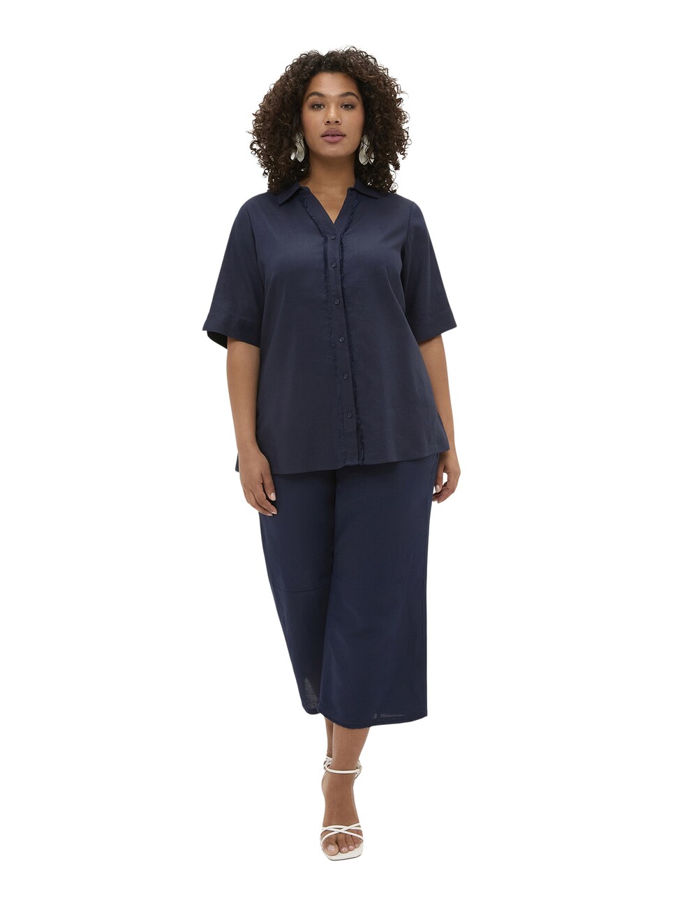 Fiorella Rubino - Camisa boxy en mezcla de lino y viscosa