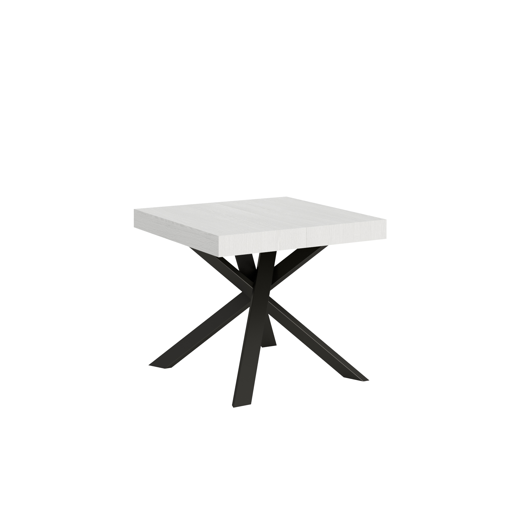 Mesa extensible 90x90/194 cm Clerk tablero Fresno Blanco - Patas Antracita - Itamoby