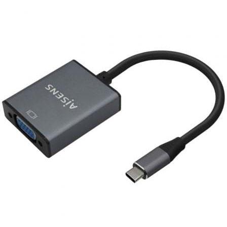 Conversor Aisens A109-0691/ USB Tipo-C Macho - VGA Hembra/ Hasta 27W/ 1250Mbps/ 15cm/ Gris