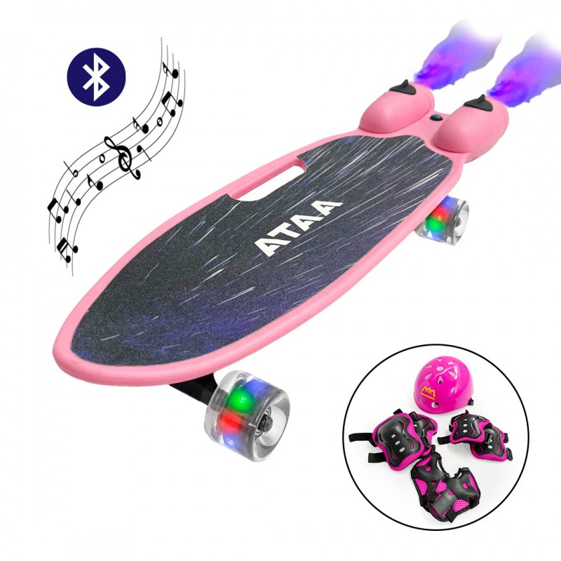 Ataa Cars Ataa Misil Monopatín Infantil con Luces LED y Humo de Vapor de Agua + Set de Protección de Regalo