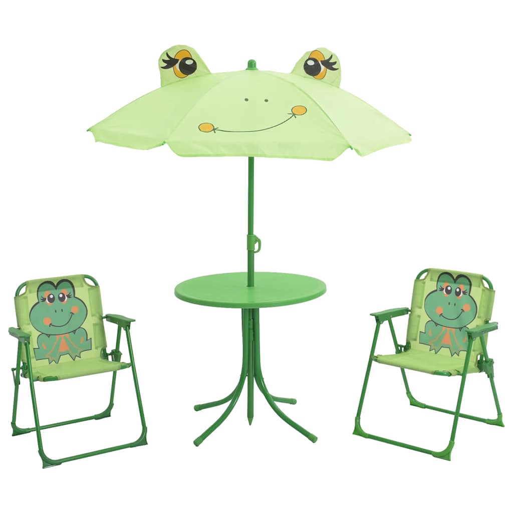 vidaXL Mesa y sillas de jardín infantil 3 pzas con sombrilla en color Amarillo/Verde/Rojo y más | cómodas modernas ergonómicas para comedor cocina salón hogar