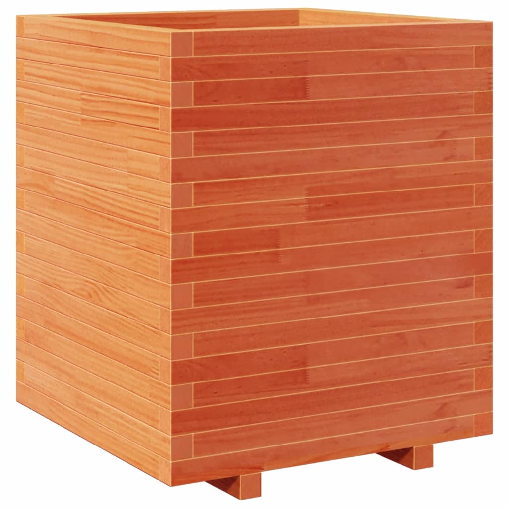 vidaXL Jardinera madera maciza de pino 60x60x72,5 cm Color Pino natural,  Blanco,  Marrón cera y mas