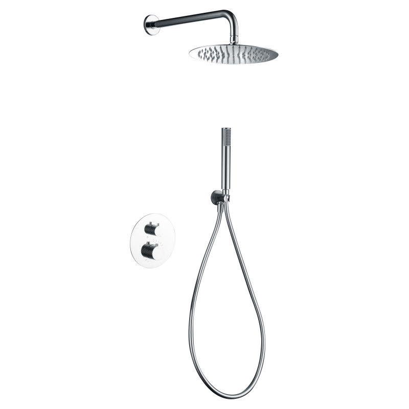 Imex Génova GTG053 conjunto de ducha termostático empotrado con rociador a pared acabado cromado