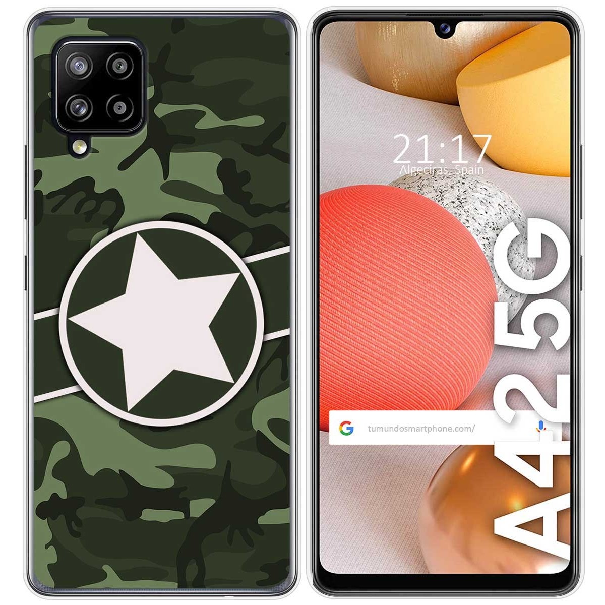 Tumundosmartphone Funda Gel Tpu para Samsung Galaxy A42 5G diseño Camuflaje 01 Dibujos