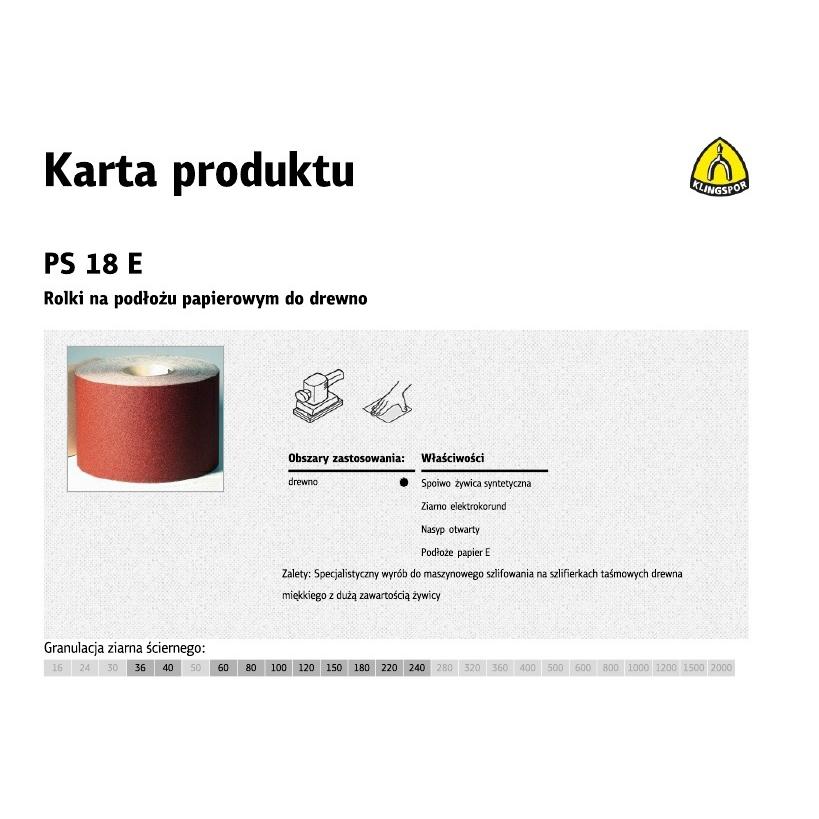 Klingspor rolka na podłou papierowym ps18e 150mm gr.180 (50mb)