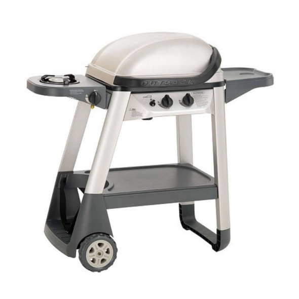 Barbacoa de Gas Excel 300 con 2 Quemadores, 6.2 kW, Superficie de Cocción 50x38 cm, Compacta y Portátil con Lava Volcánica Incluida