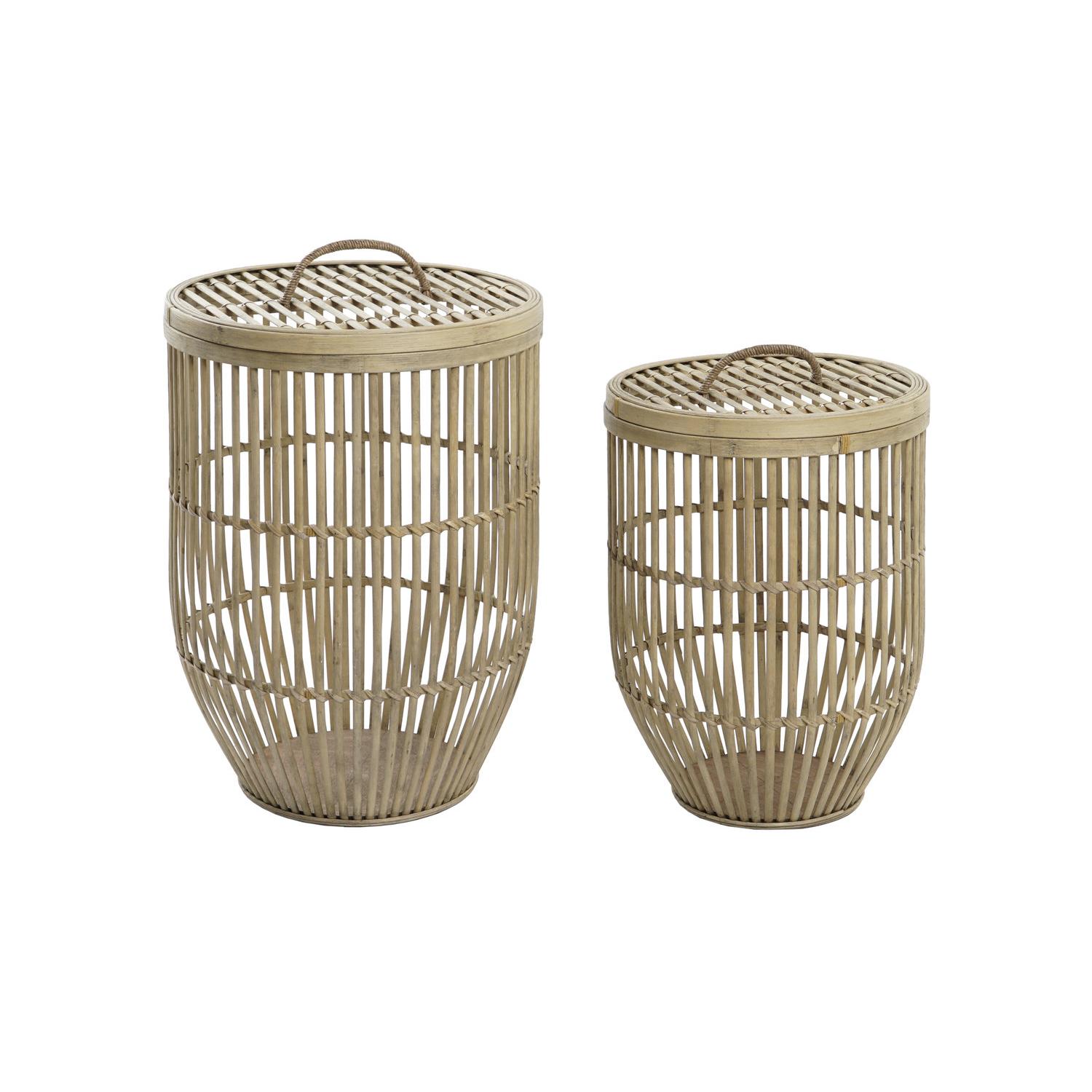 CESTA SET 2 BAMBU 40X40X61 CON TAPA NATURAL DC203083 - EL MEJOR COMPLEMENTO PARA TU HOGAR FIJALO