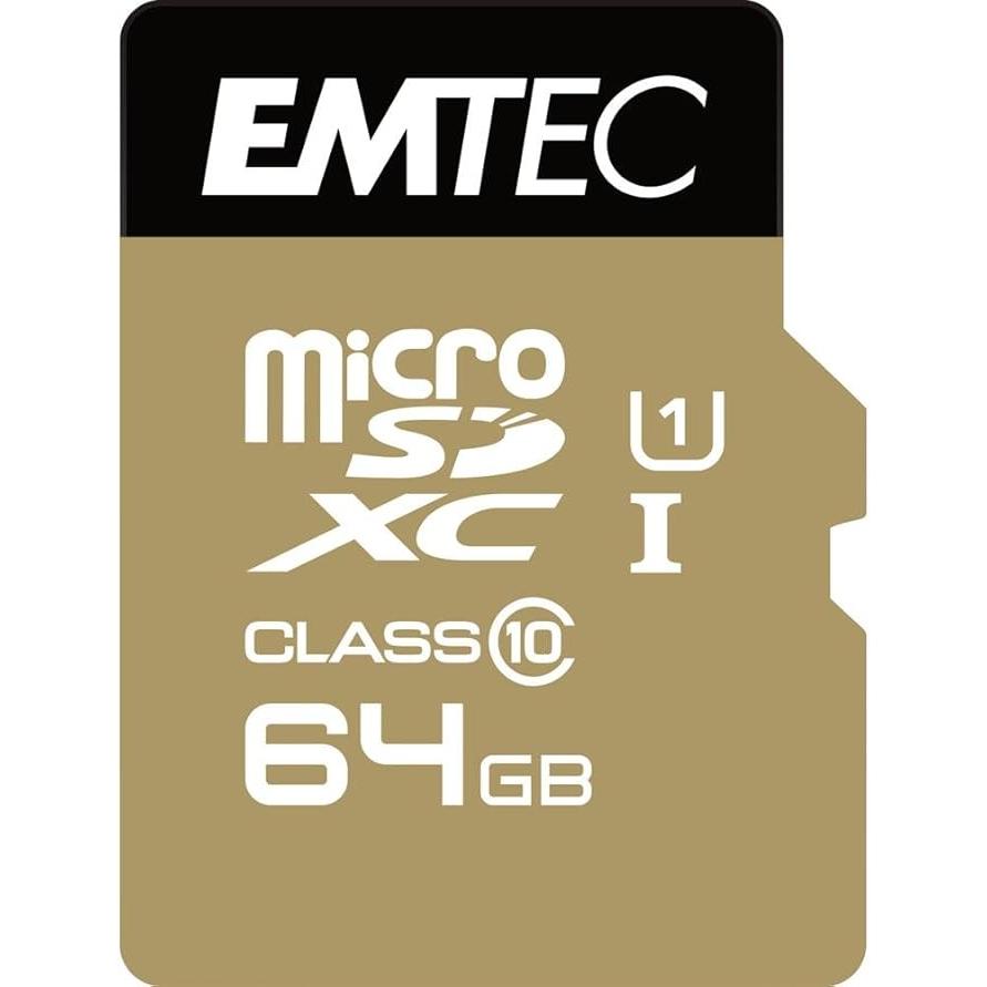 Tarjeta microSDXC 64GB Emtec EliteGold UHS-I U1 Class 10 | hasta 90MB/s | con adaptador SD | memoria para móvil, tablet y cámara