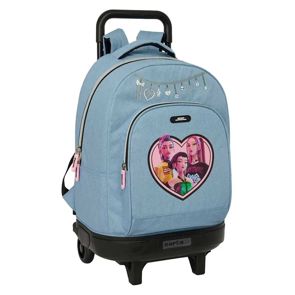 Mochila con ruedas Compact extraíble K-POP Demon Hunters - Huntrix azul 33x22x45cm - K-POP DEMON HUNTERS
