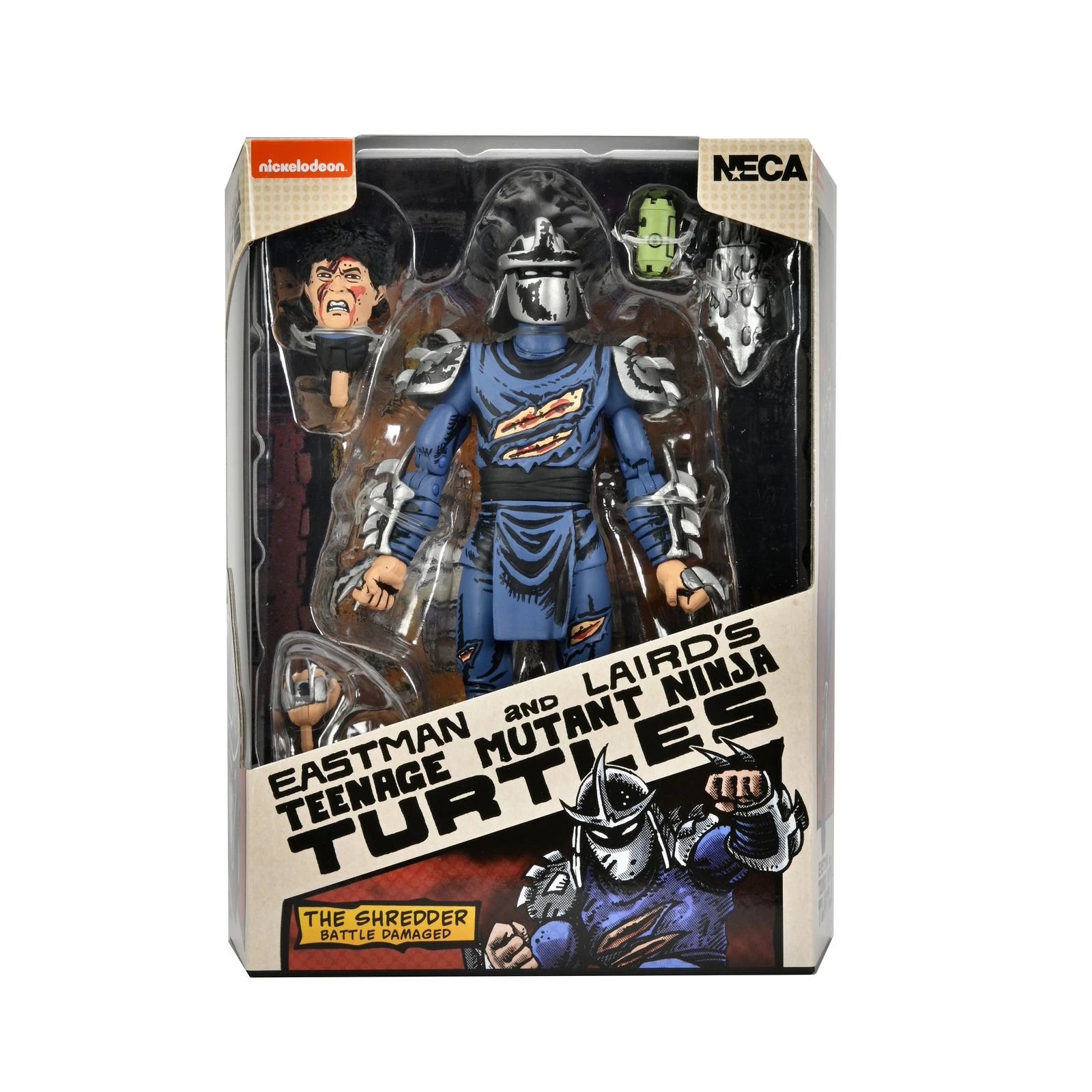 NECA - Figura de acción Battle Damaged Shredder SDD54289 inspirada en cómics Mirage, altamente articulada con accesorios para coleccionistas y fans de Tortugas Ninja